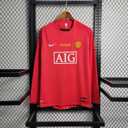 Retro 2007/08 Manchester United hemmatröja långärmad